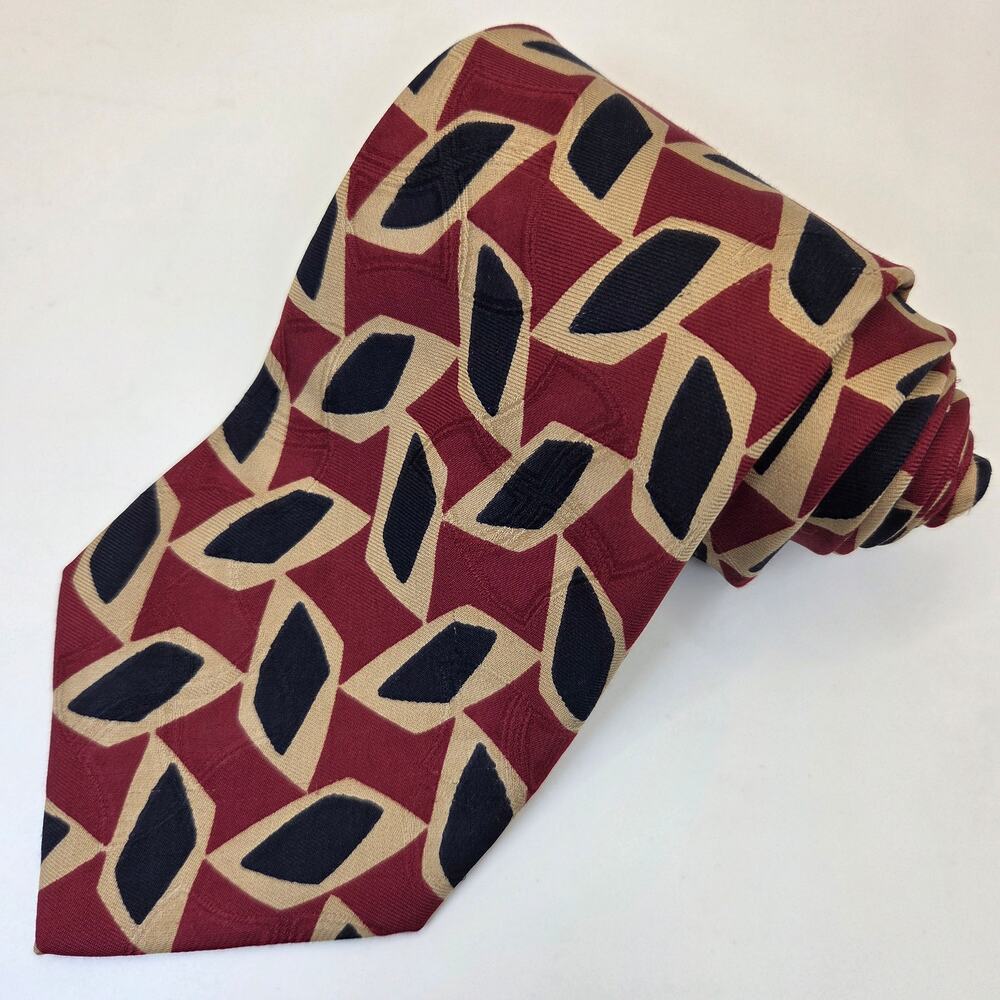Bolgheri Italy Silk Abstract Geometric Wide Vintage Mens Necktie 4in